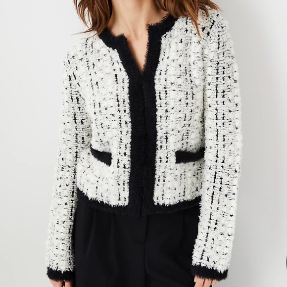 Ann Taylor Tweed Boucle Cardigan Sweater Jacket 555898 - Picture 1 of 12